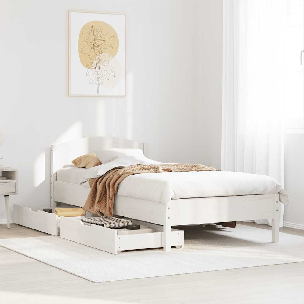 Cama sem colchão 75x190 cm madeira de pinho maciça branco