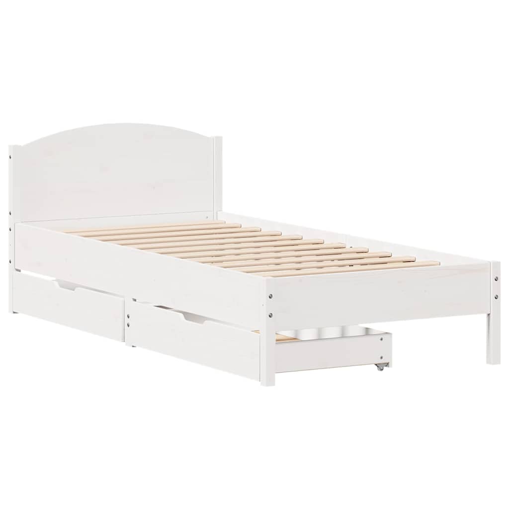 Cama sem colchão 75x190 cm madeira de pinho maciça branco