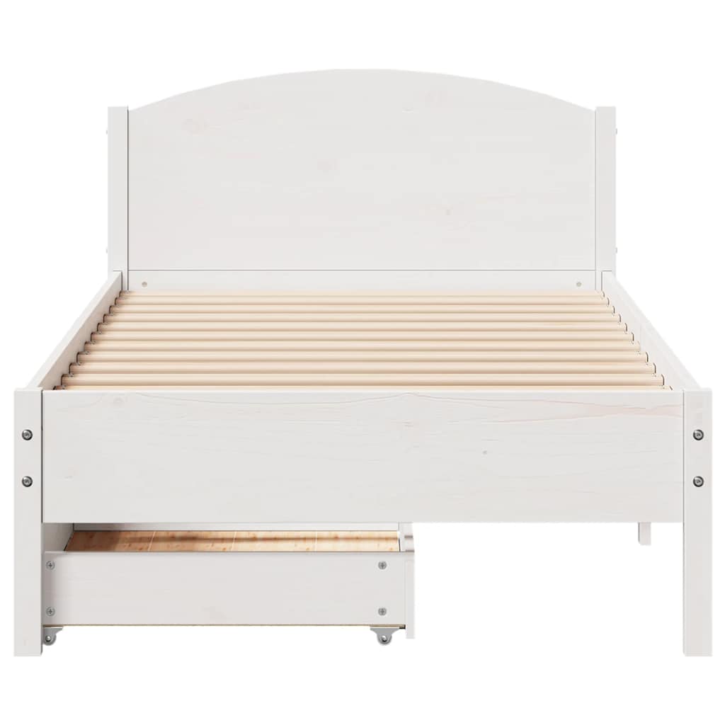 Cama sem colchão 75x190 cm madeira de pinho maciça branco
