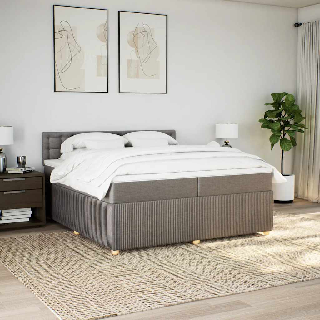 Cama com molas/colchão 200x200 cm tecido castanho-acinzentado
