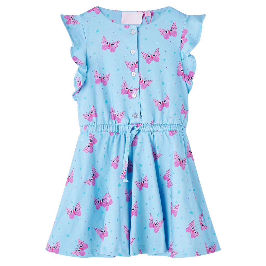 Vestido sem mangas para criança com botões azul 128
