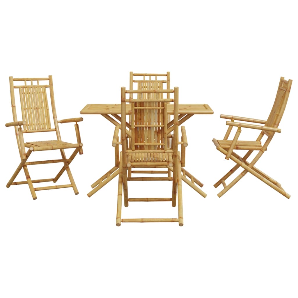 5 Pcs conjunto de jantar para jardim bambu