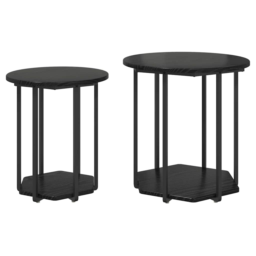 Conjunto de mesas de apoio 2 unid. carvalho preto