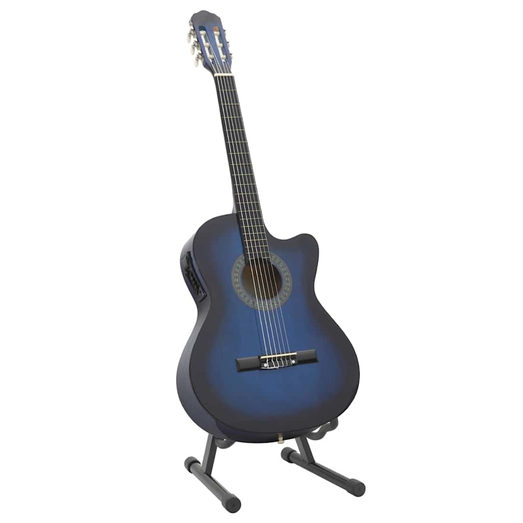 12 Pcs conjunto de guitarra com equalizador e 6 cordas azul