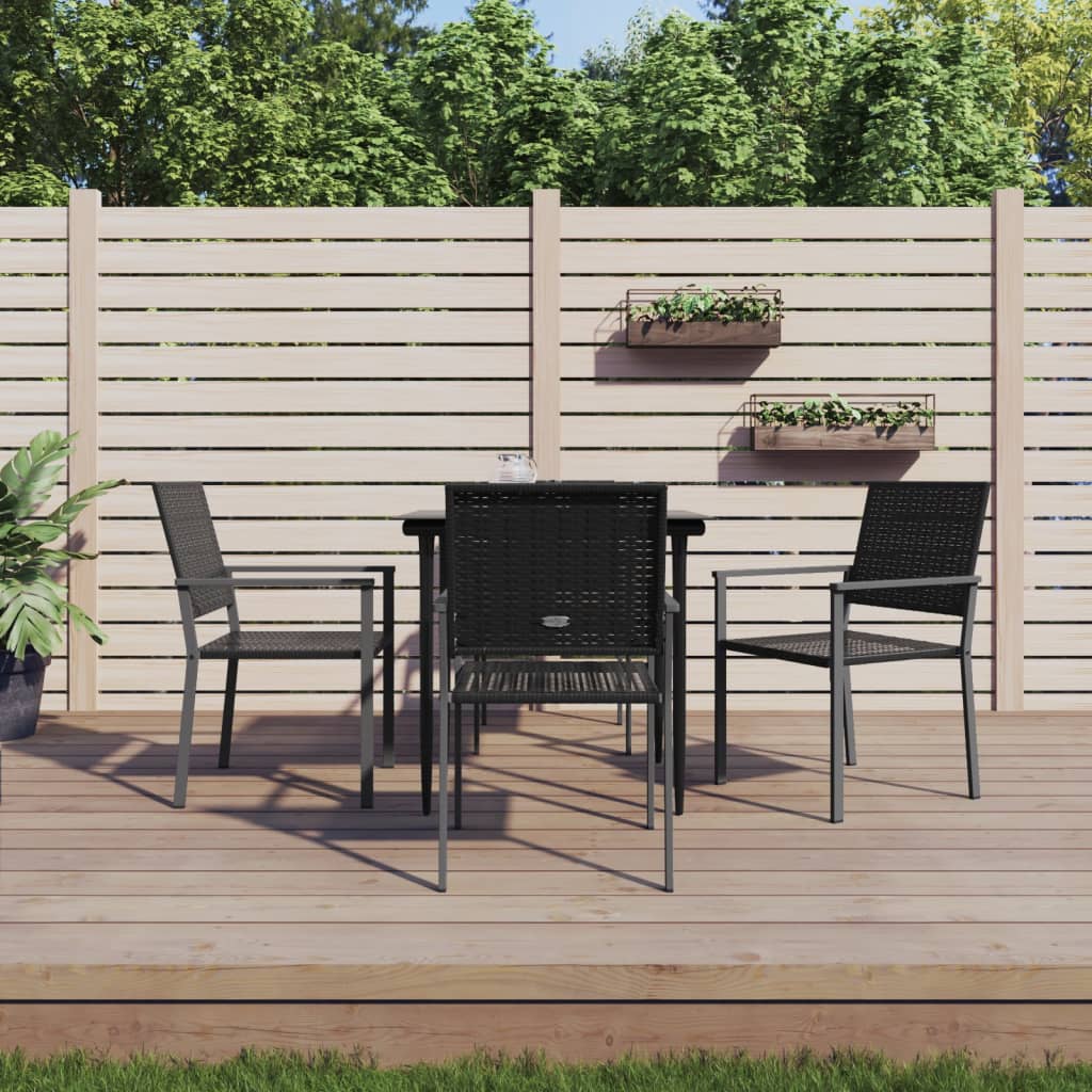 5 Pcs conjunto de jantar p/ jardim vime PE e aço