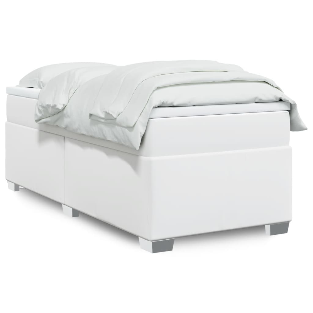 Cama com molas/colchão 80x200 cm couro artificial branco
