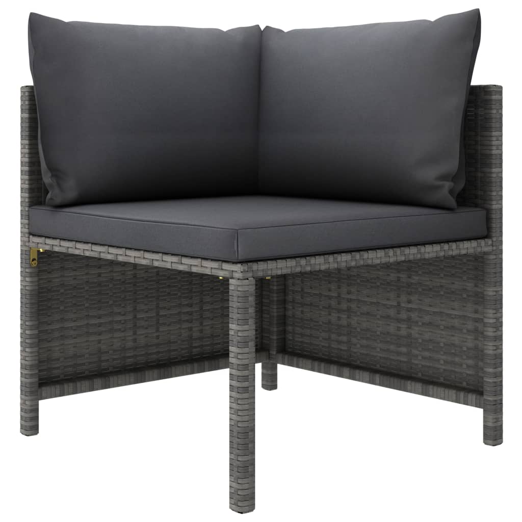 8 Pcs conjunto lounge de jardim c/ almofadões vime PE cinzento