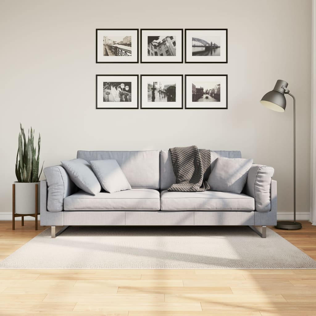Tapete de pelo curto iza visual escandinavo 120x170cm cor creme