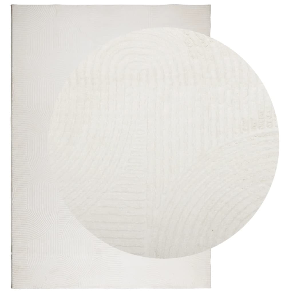 Tapete de pelo curto iza visual escandinavo 120x170cm cor creme
