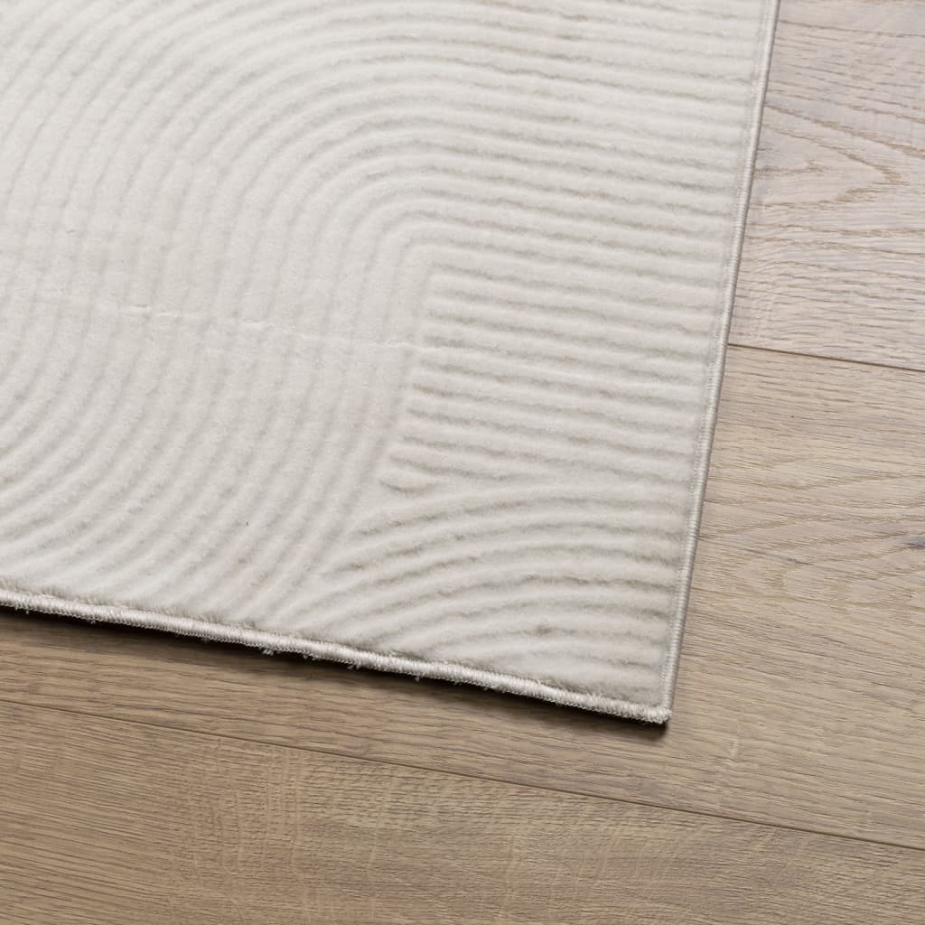 Tapete de pelo curto iza visual escandinavo 120x170cm cor creme