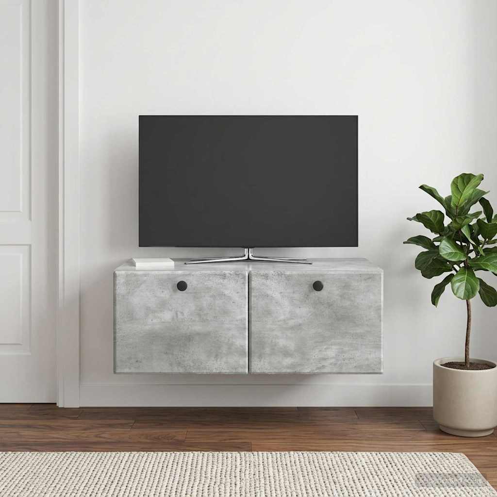 Gabinete de TV de parede 78,5 x 41 x 30 cm cinzento cimento
