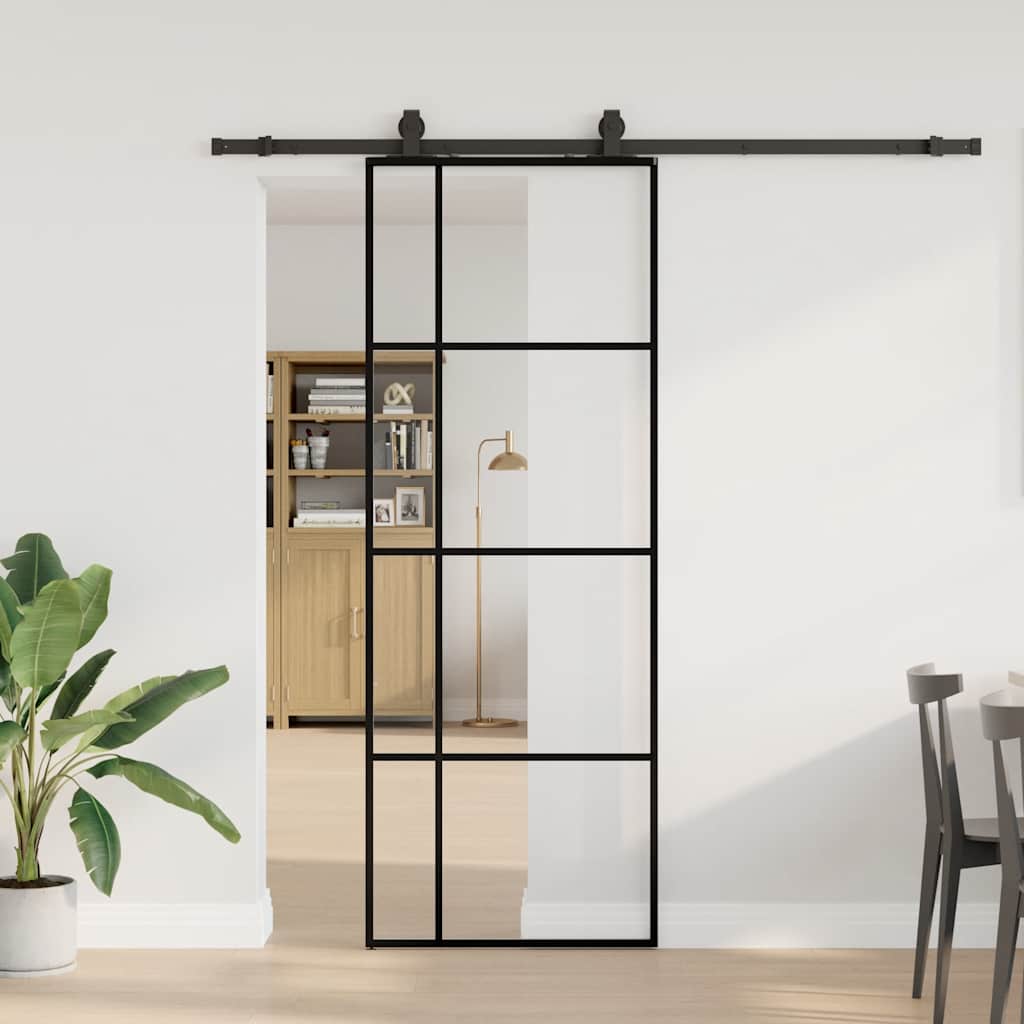 Porta deslizante c/ conj. ferragens 76x205cm vidro esg preto