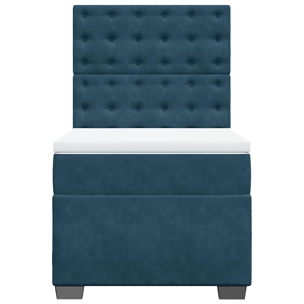 Cama boxspring com colchão 100x200 cm veludo azul