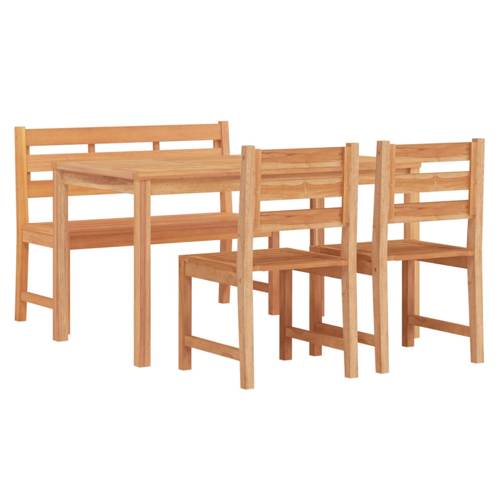 4 Pcs conjunto de jantar p/ jardim madeira de teca maciça
