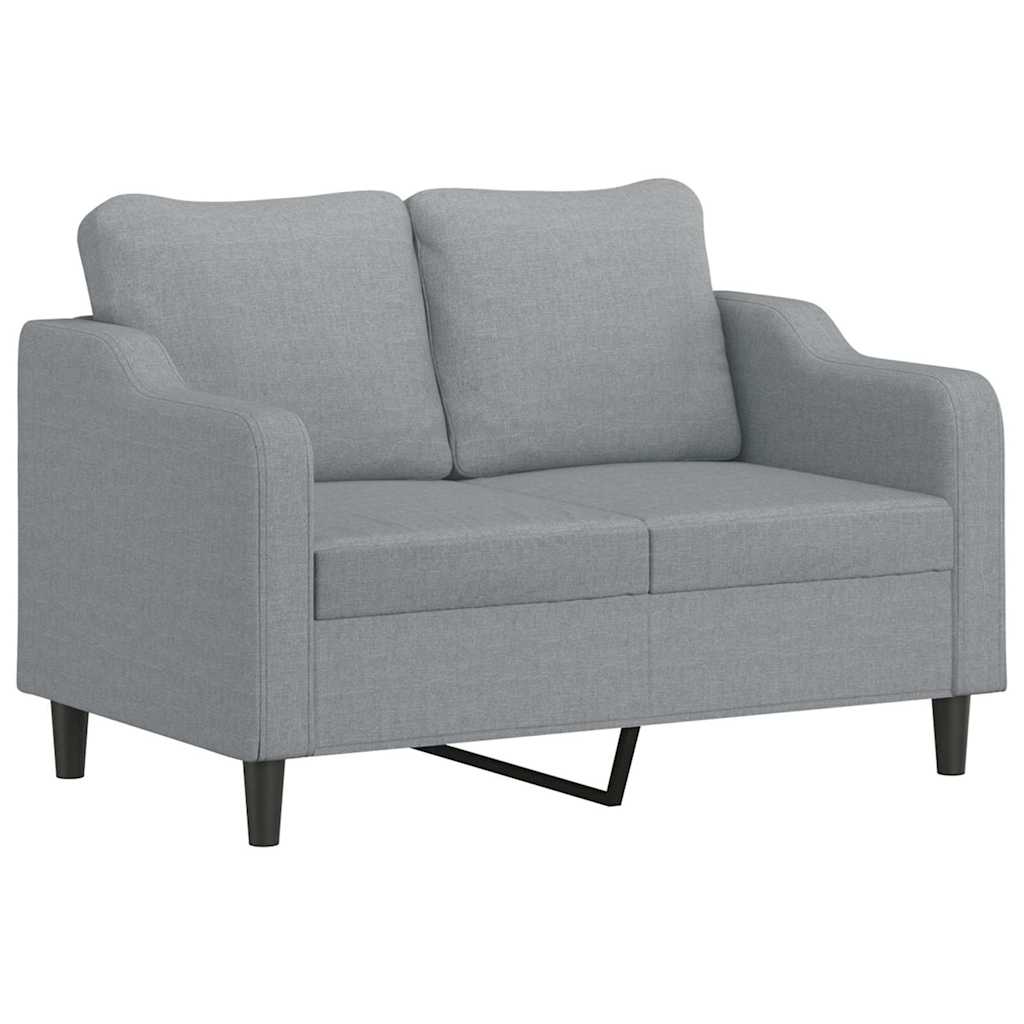2 Pcs conjunto de sofás com almofadas tecido cinzento-claro