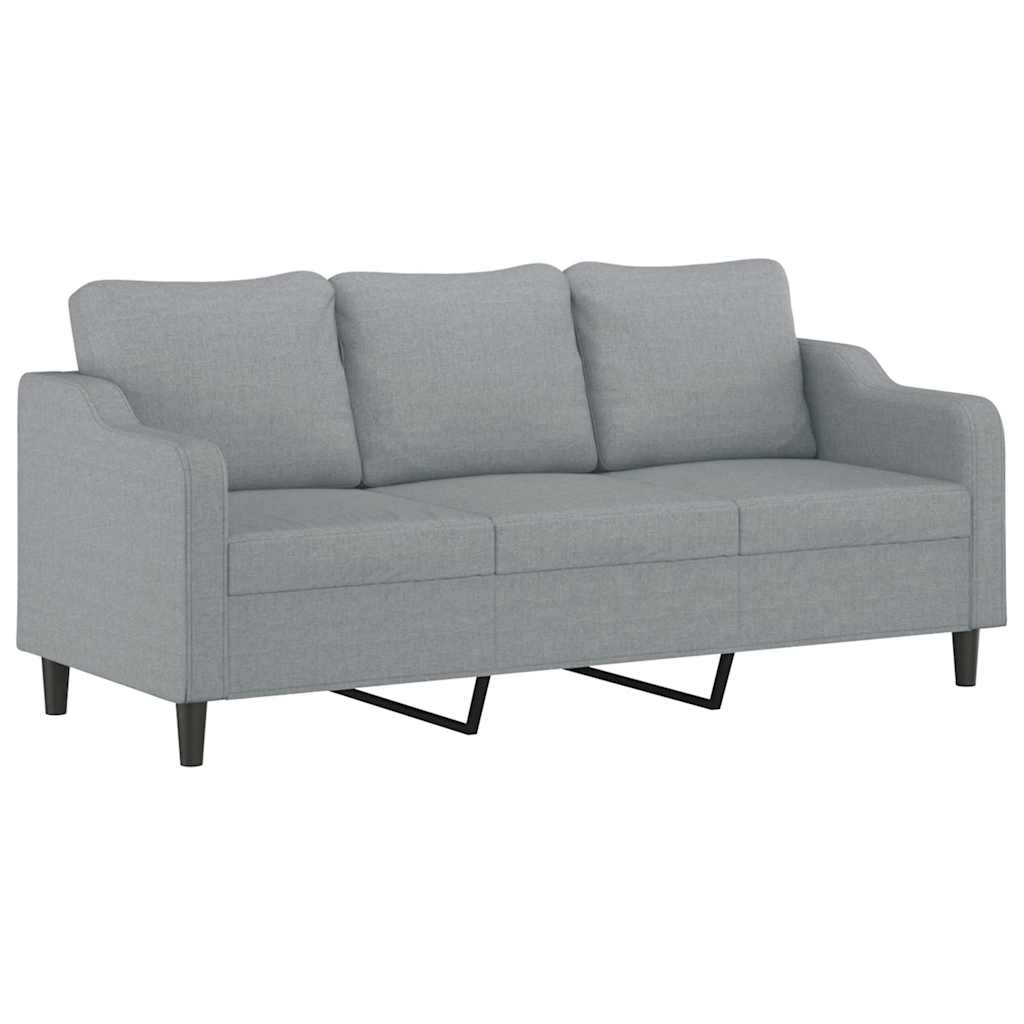 2 Pcs conjunto de sofás com almofadas tecido cinzento-claro