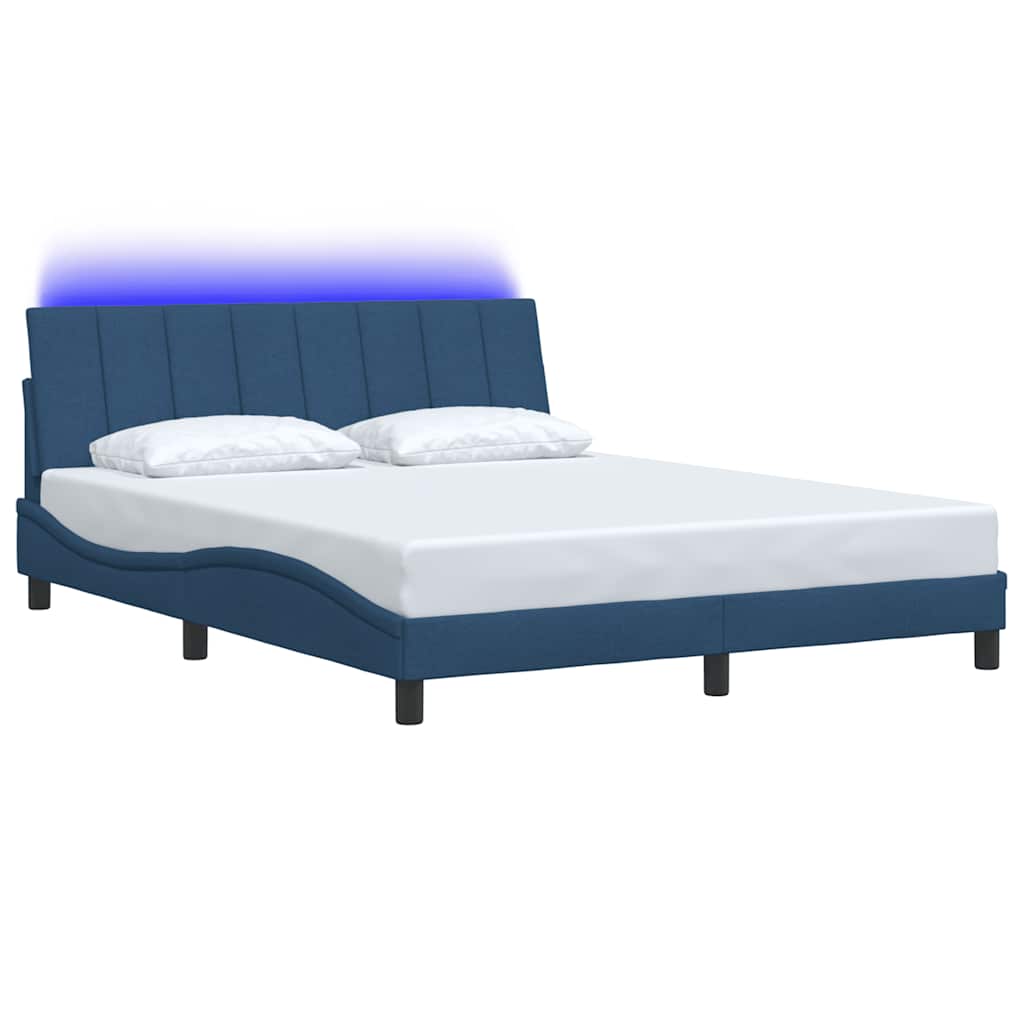 Estrutura de cama sem colchão hanko 160x200 cm tecido azul