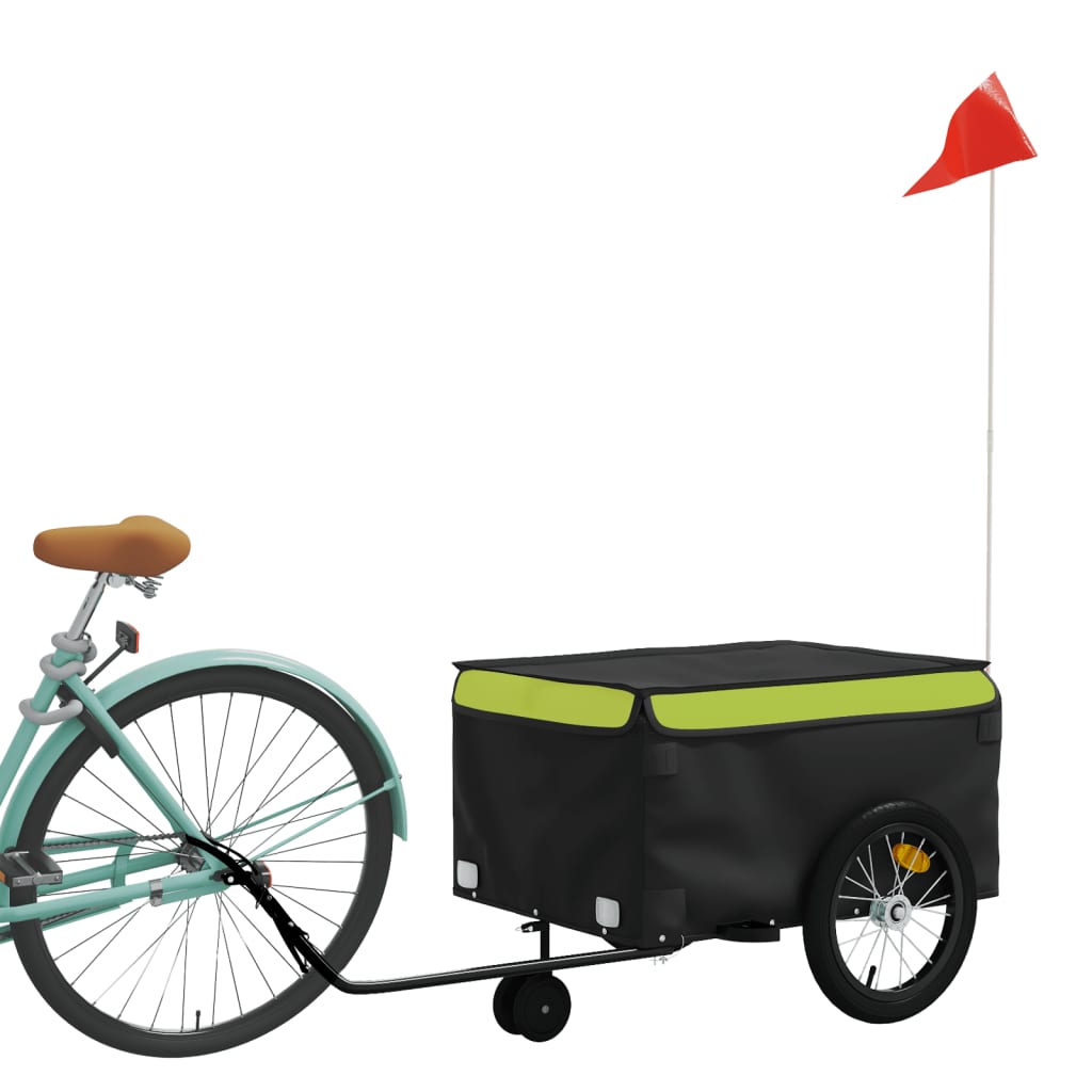 Reboque para bicicleta 45 kg ferro preto e verde