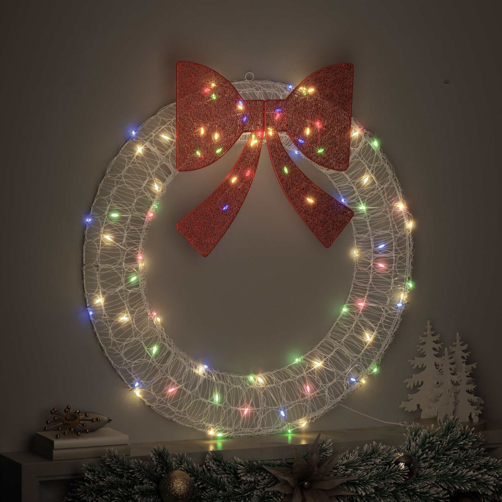 Guirlanda com 80 leds multicolor 92 x 92 x 9,5 cm acrílo