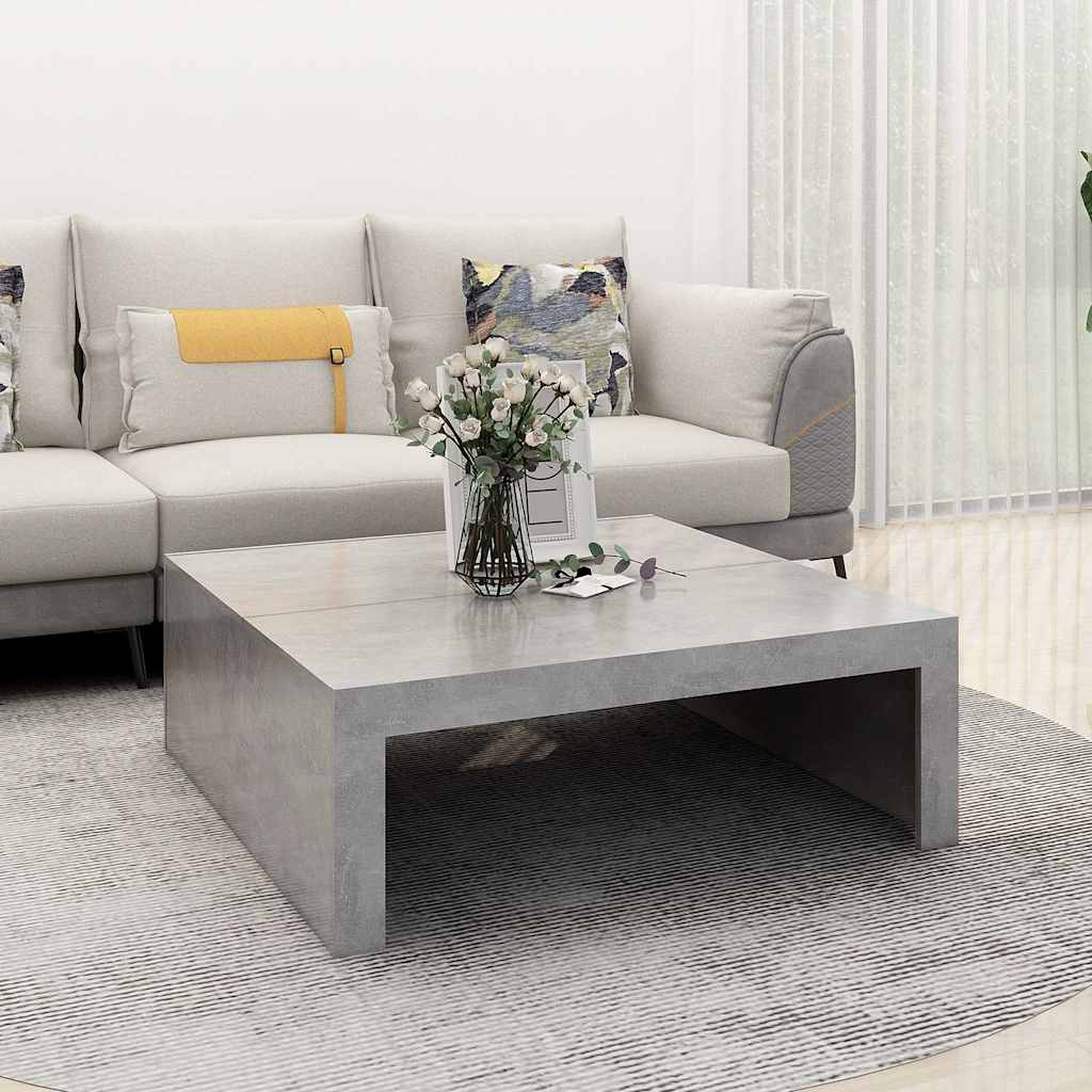 Mesa de centro 100x100x35 cm derivados madeira cinzento cimento