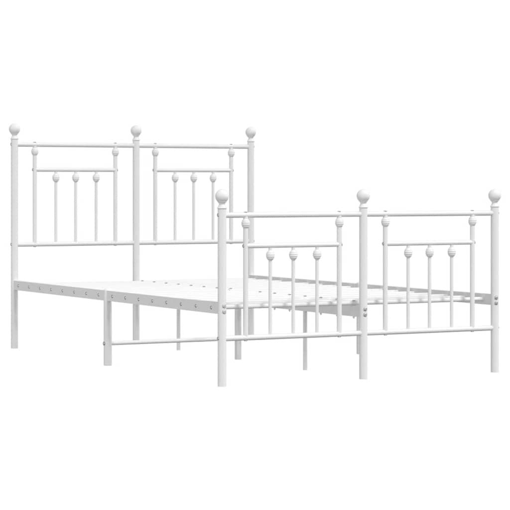 Estrutura de cama com cabeceira e pés 120x190 cm metal branco