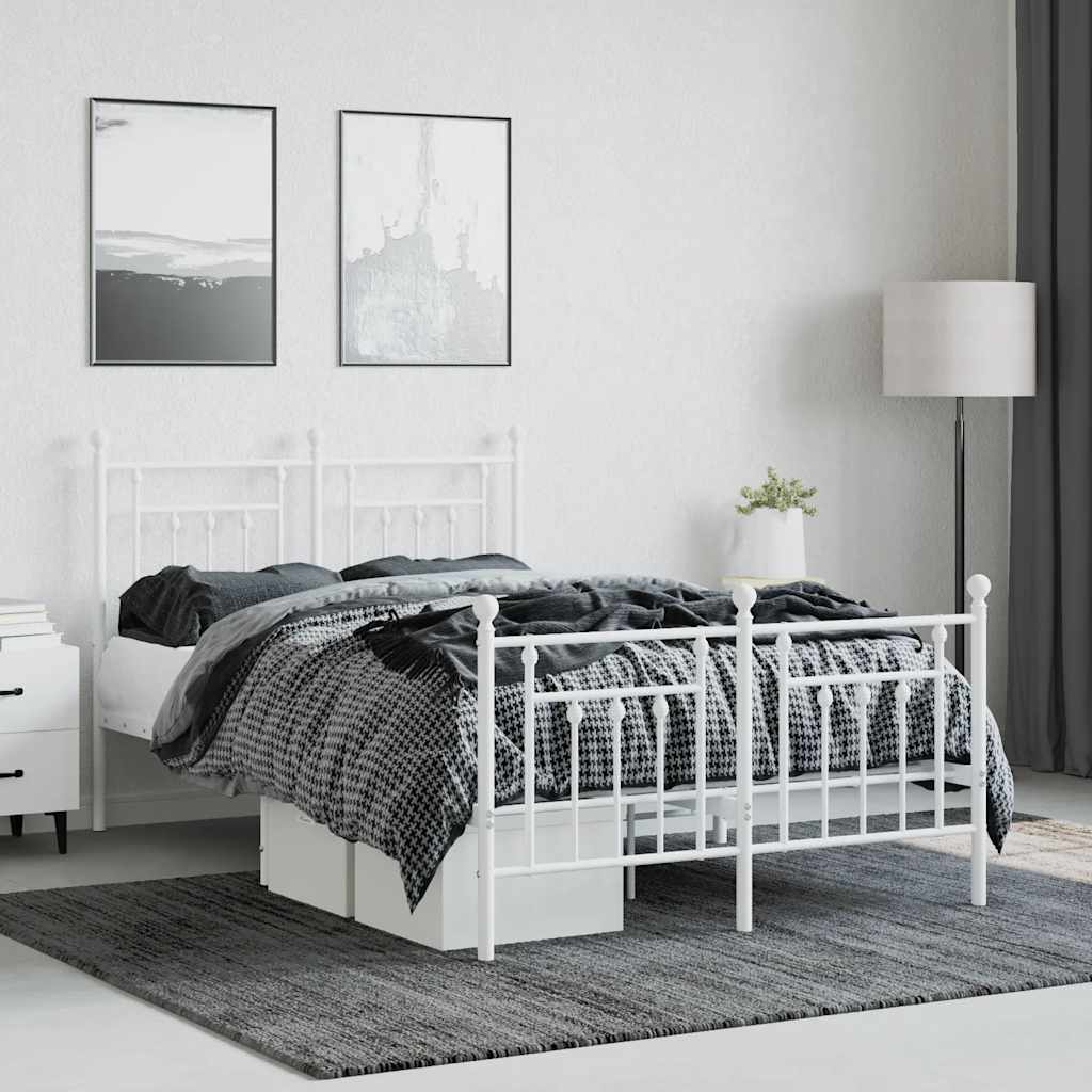 Estrutura de cama com cabeceira e pés 120x190 cm metal branco
