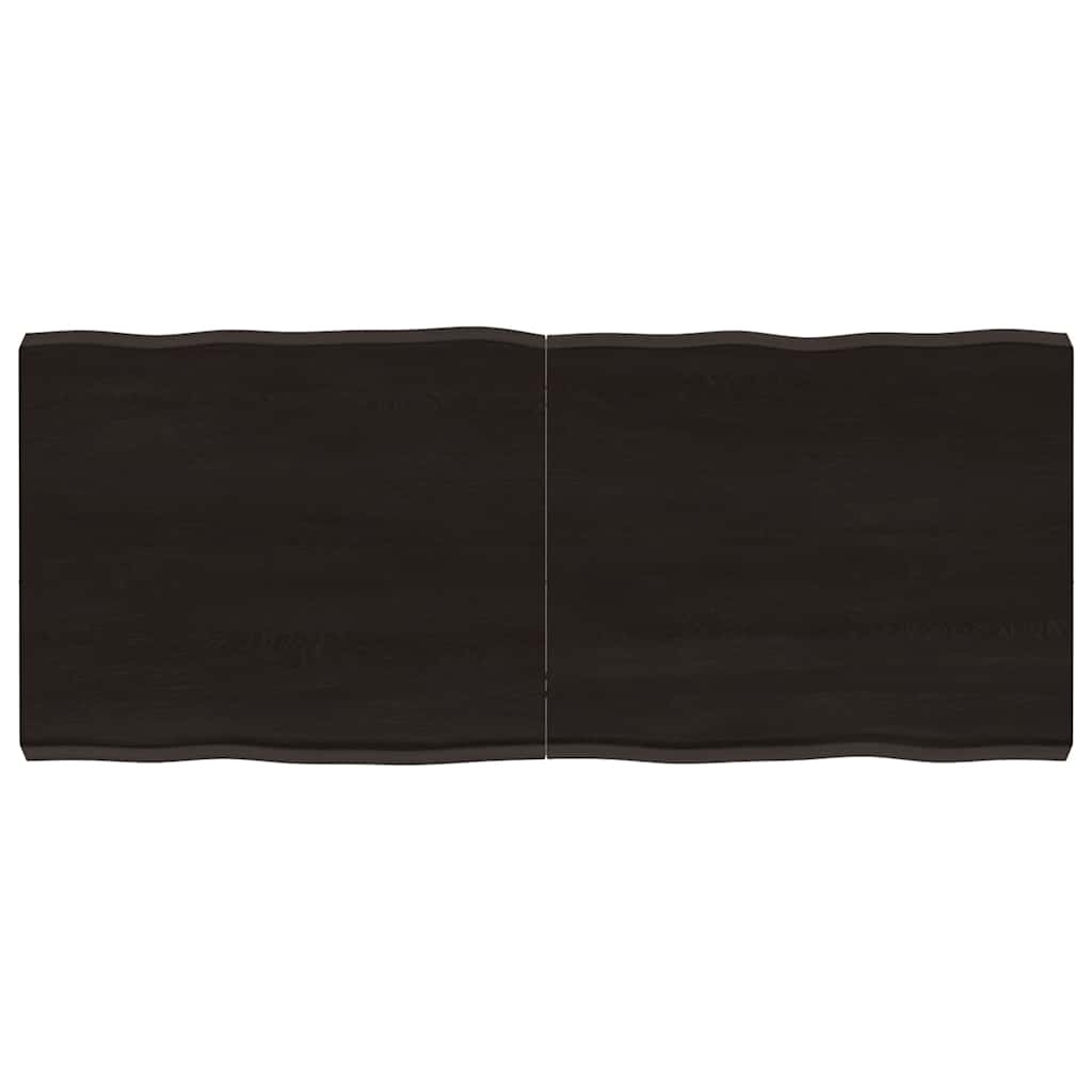 Tampo de mesa com bordas vivas maciço tratado castanho-escuro
