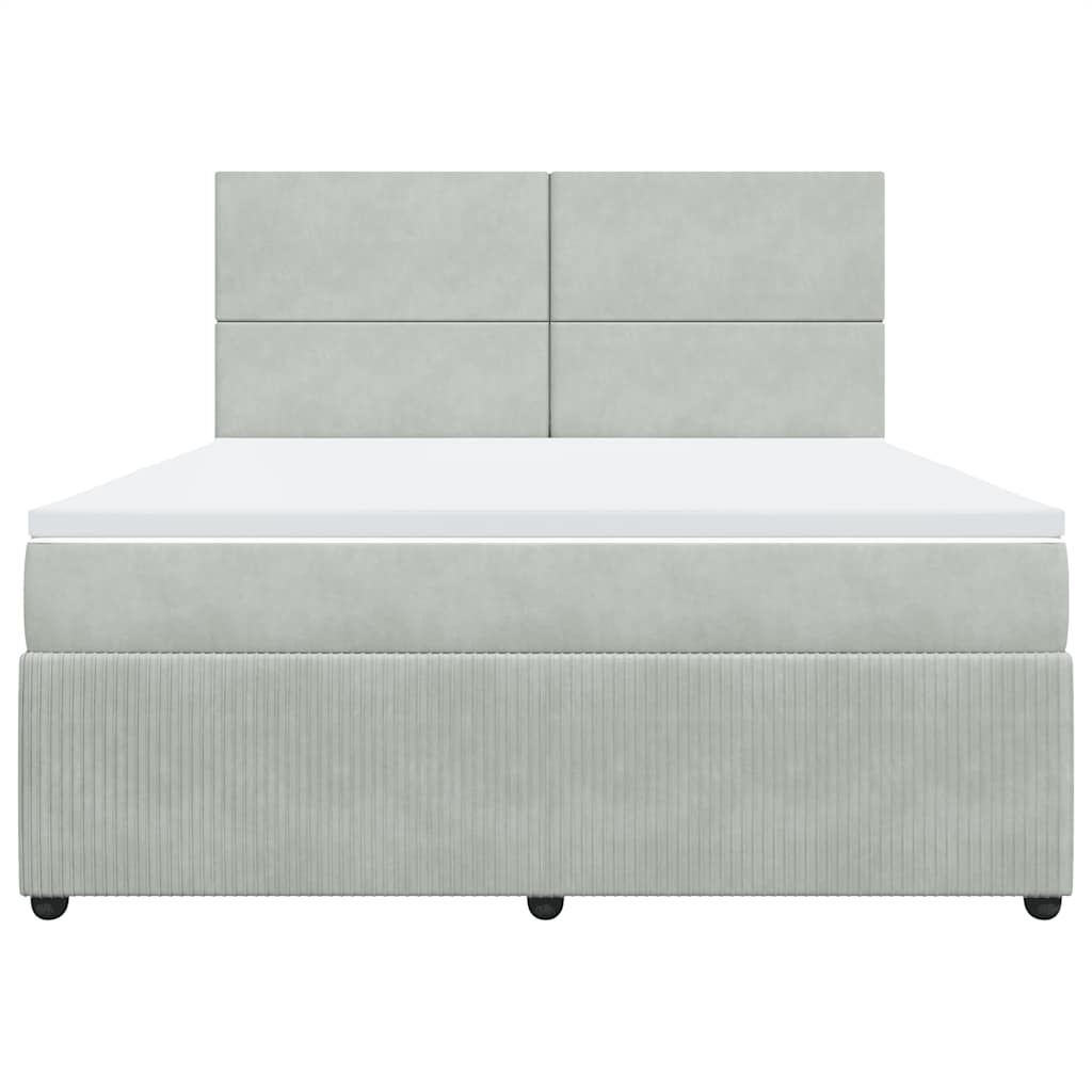 Cama com molas/colchão 180x200 cm veludo cinzento-claro