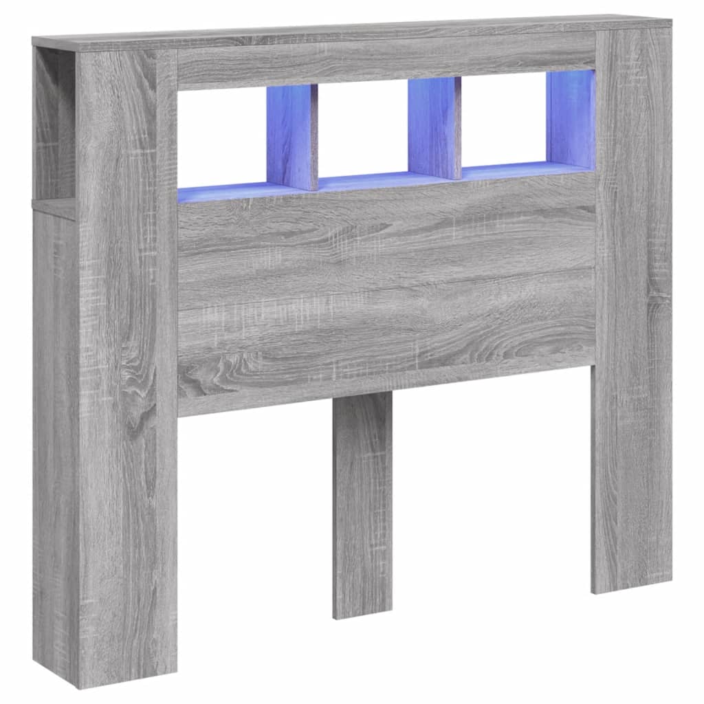Cabeceira c/ leds 120x18,5x103,5 cm sonoma cinzento