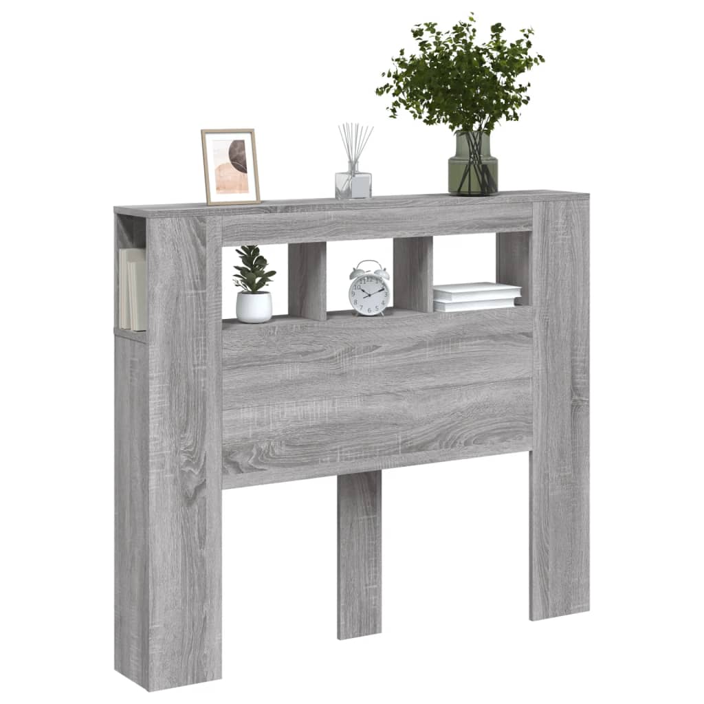 Cabeceira c/ leds 120x18,5x103,5 cm sonoma cinzento