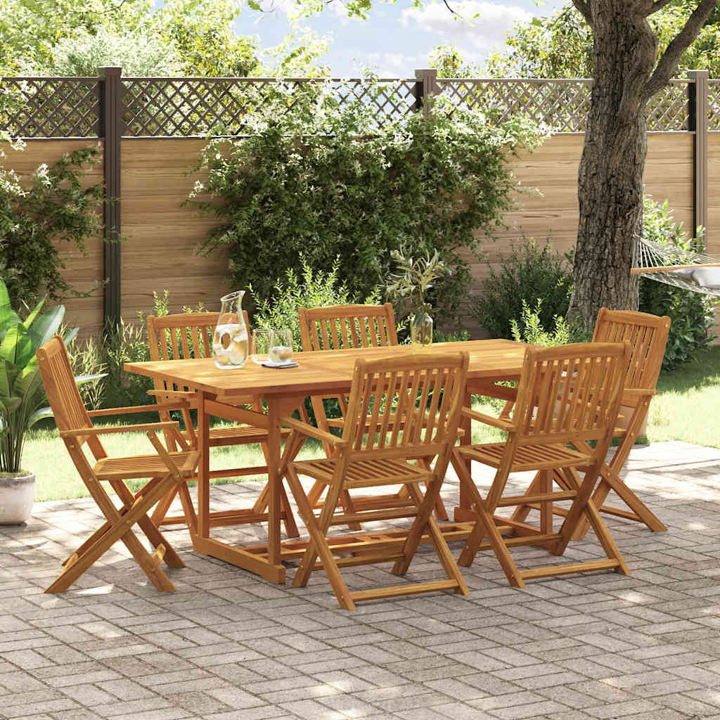 7 Pcs conj. de jantar para jardim 180x90x75 cm acácia maciça