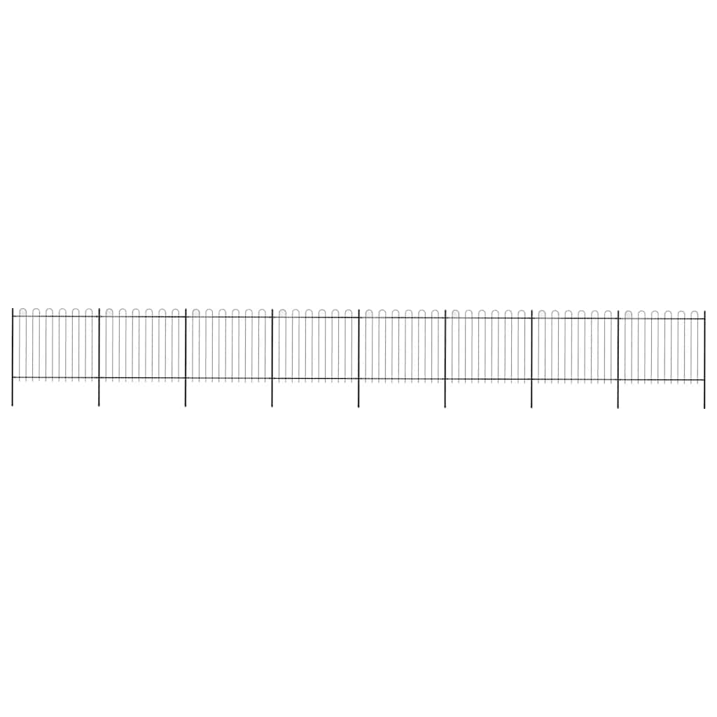 Cerca de jardim com arco superior em aço 1339 x 150 cm, preta