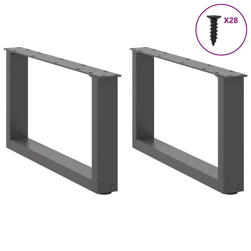 Pés para mesa de centro em forma de u, 2 peças, antracite, 70x(30-31) cm, aço
