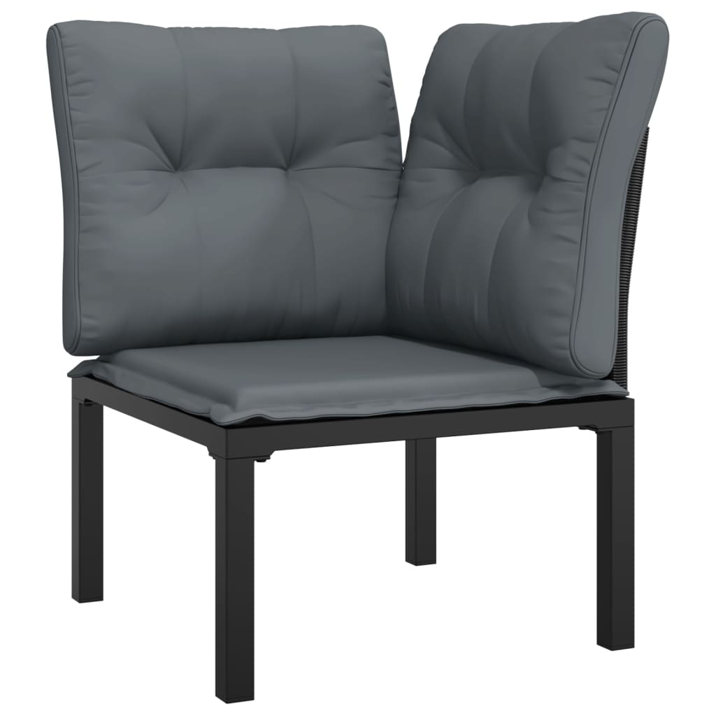 4 Pcs conjunto lounge de jardim vime PE preto e cinzento