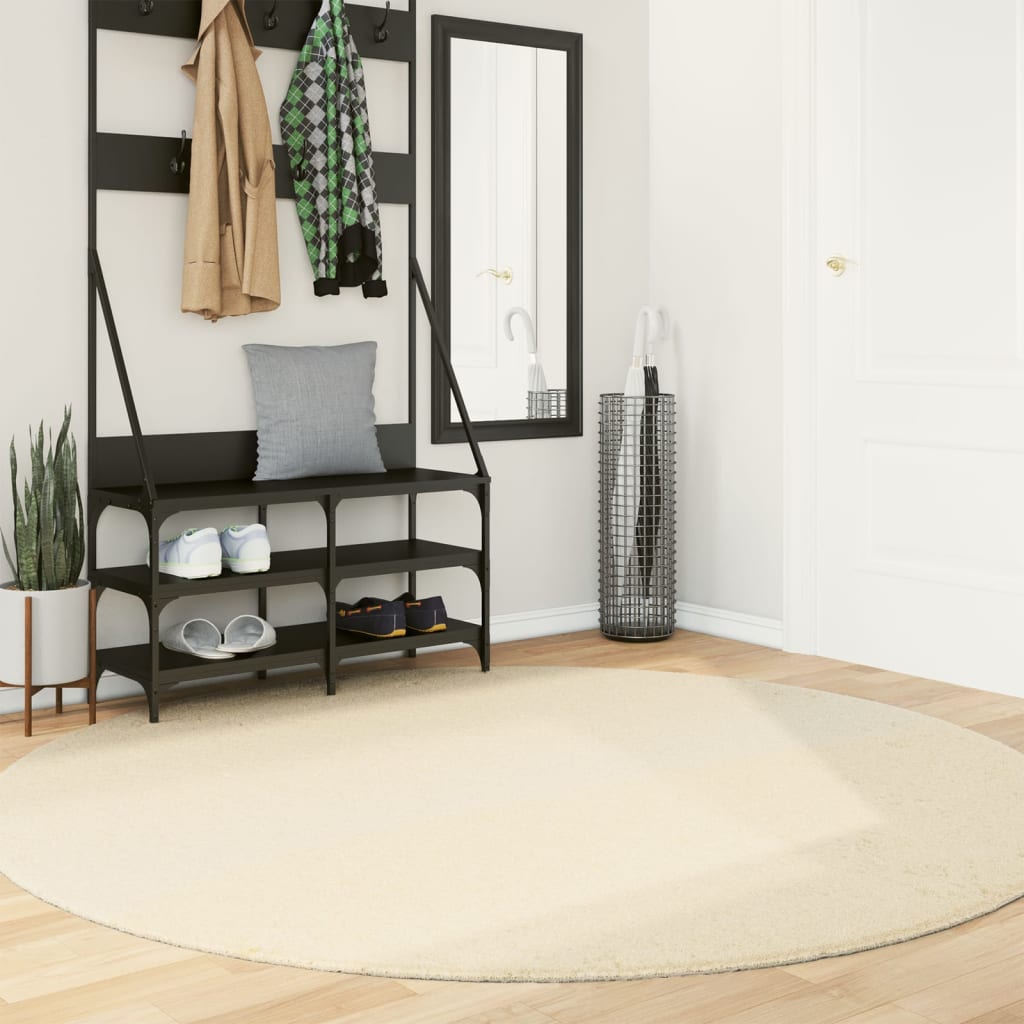 Tapete pelo curto macio e lavável huarte ø 200 cm cor creme