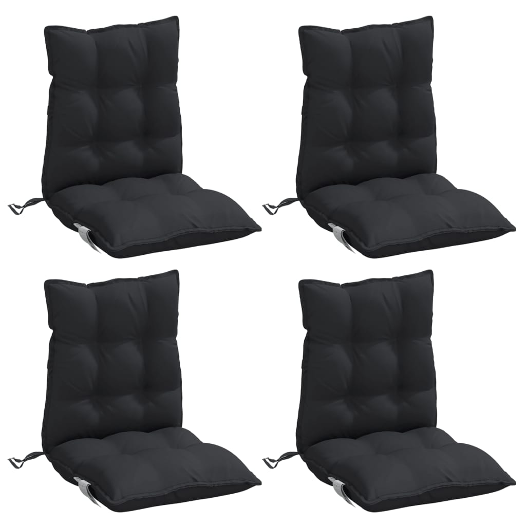 Almofadões cadeira encosto baixo 4 pcs tecido oxford preto