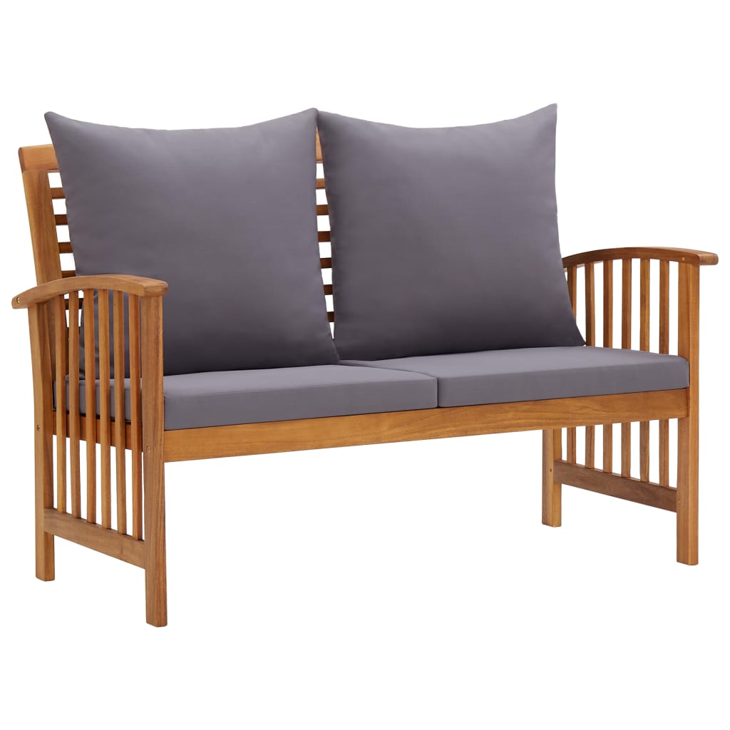 3 Pcs conjunto lounge de jardim c/ almofadões acácia maciça