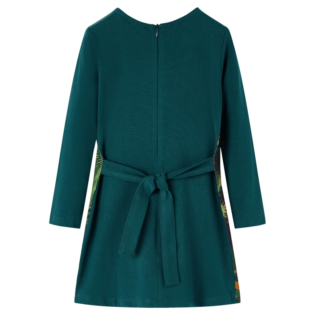 Vestido de manga comprida para criança verde-escuro 116