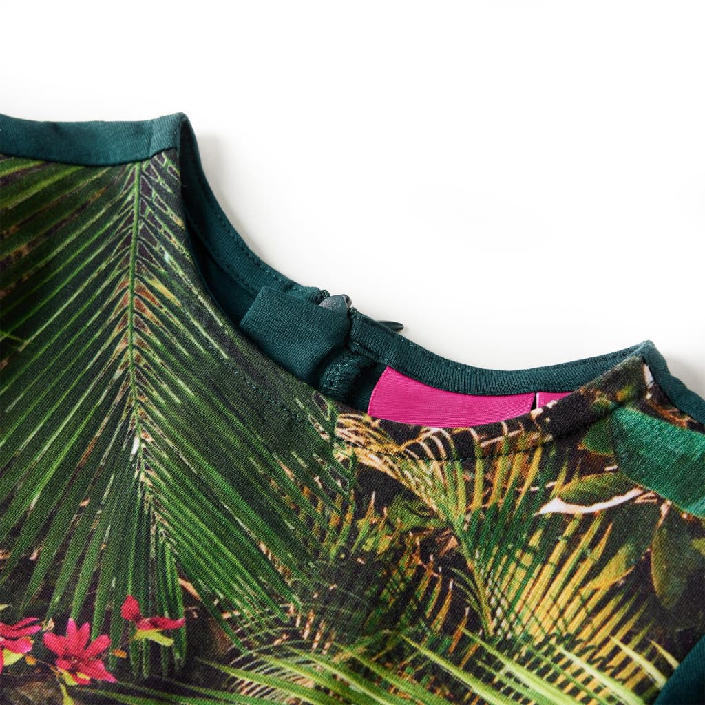 Vestido de manga comprida para criança verde-escuro 116