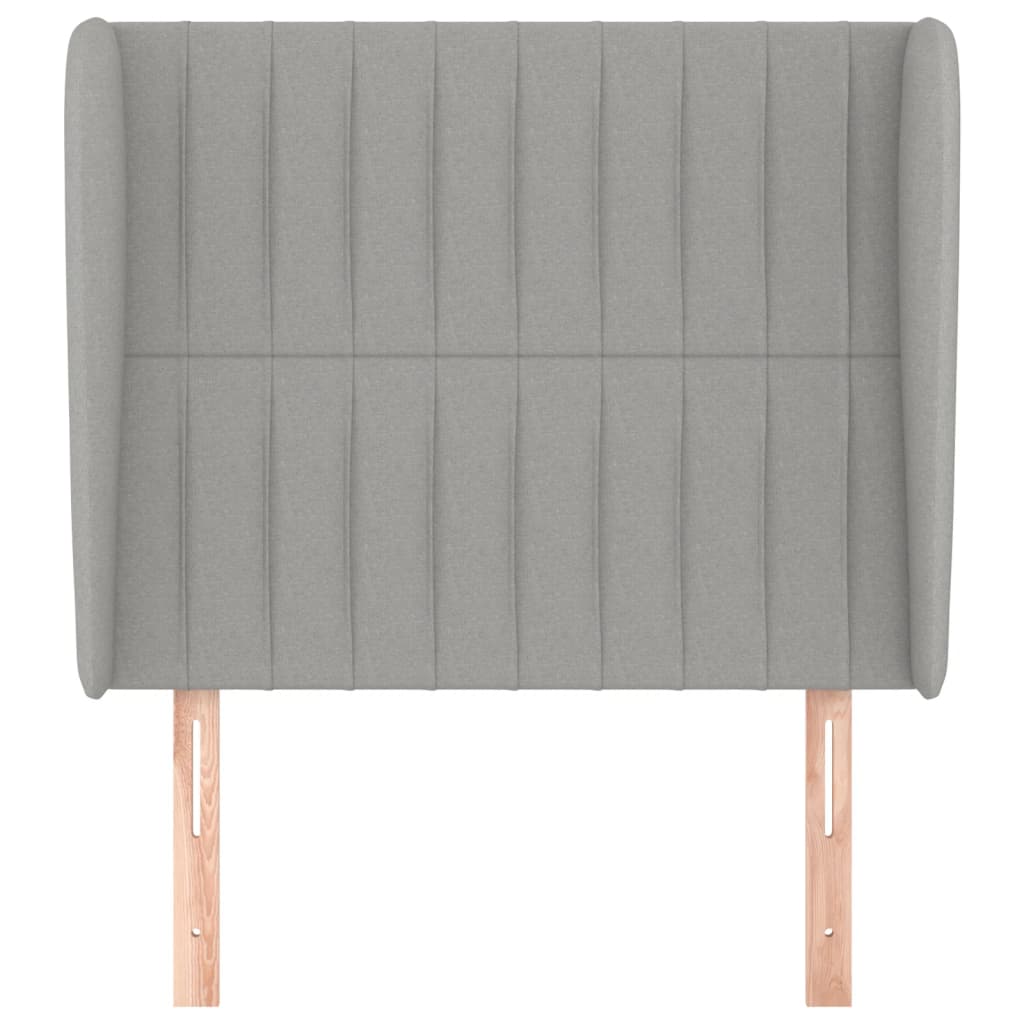 Cabeceira de cama c/ abas tecido 93x23x118/128cm cinzento-claro