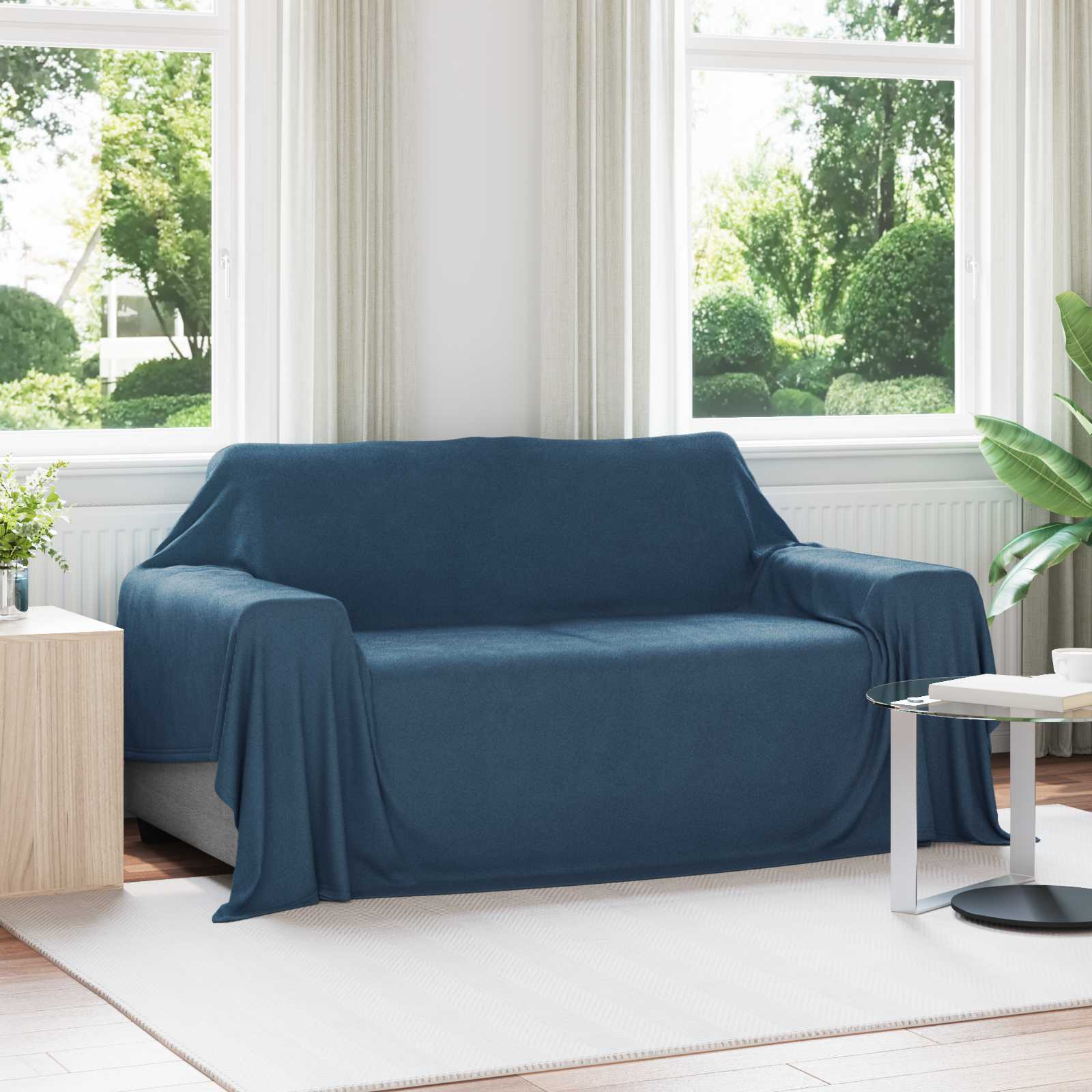 Cobertores de sofá 6 unid. azul marinho 280 x 210 cm 4.74 lã