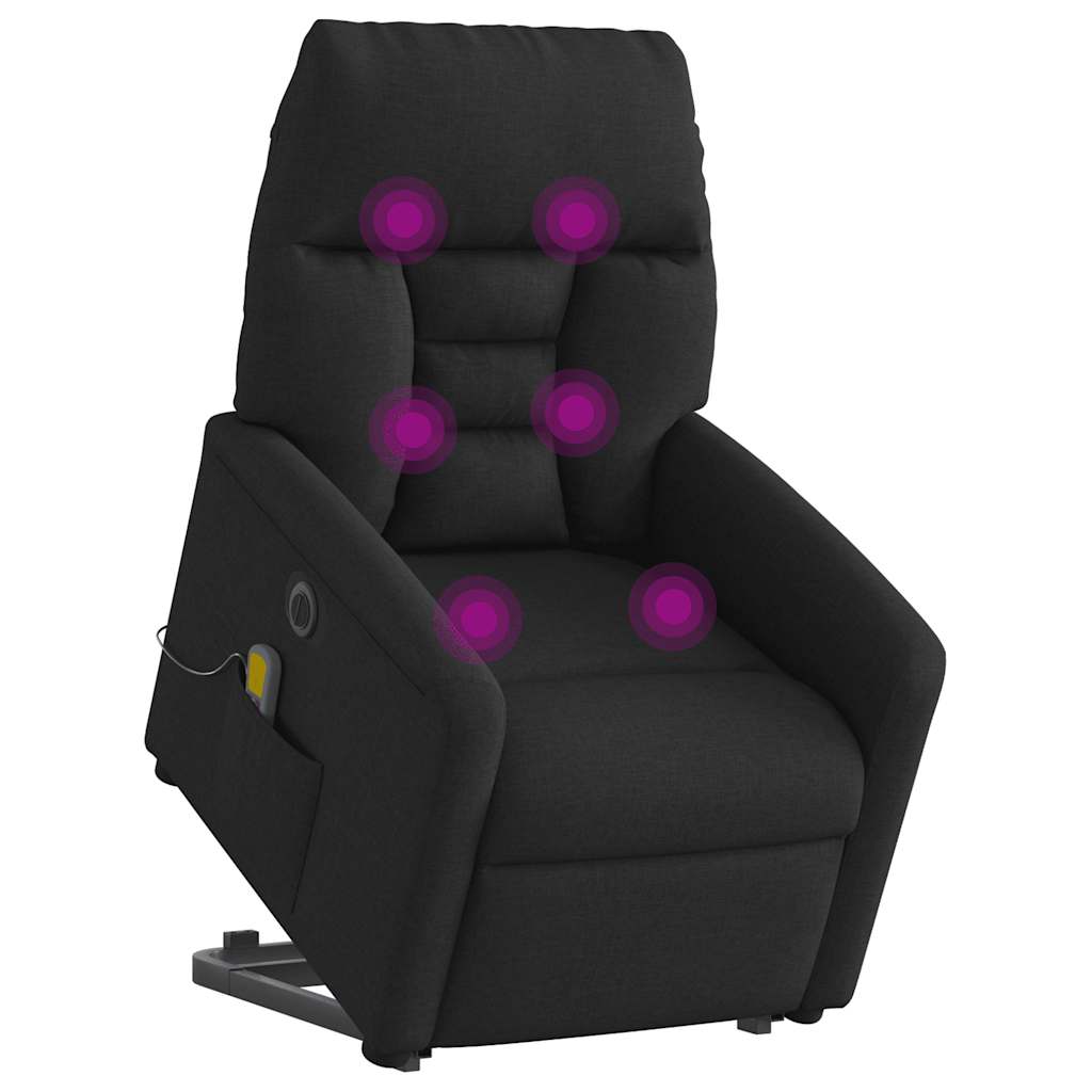 Poltrona elétrica elevatória massagens tecido preto