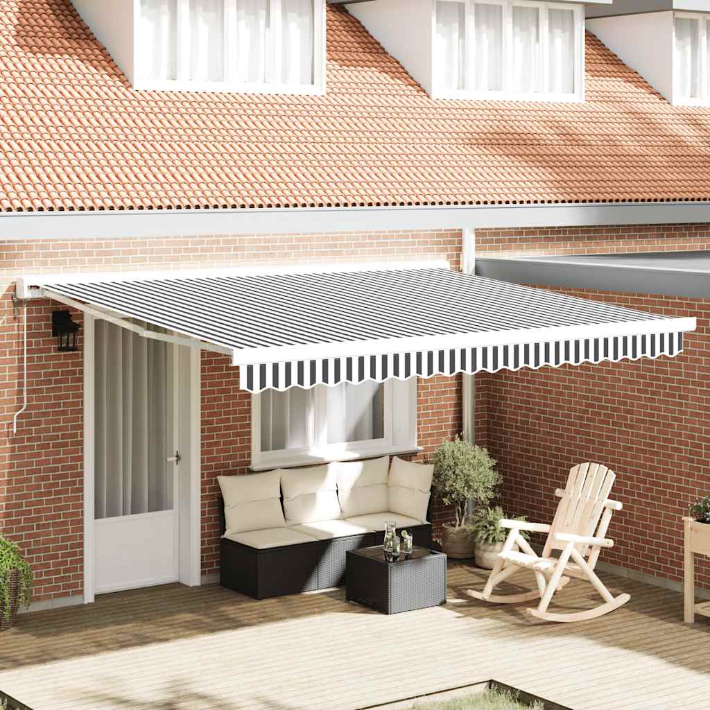 Toldo retrátil 4x3 m tecido e alumínio antracite e branco
