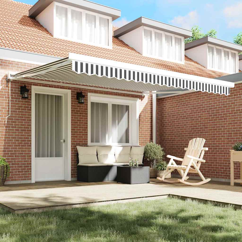 Toldo retrátil 4x3 m tecido e alumínio antracite e branco