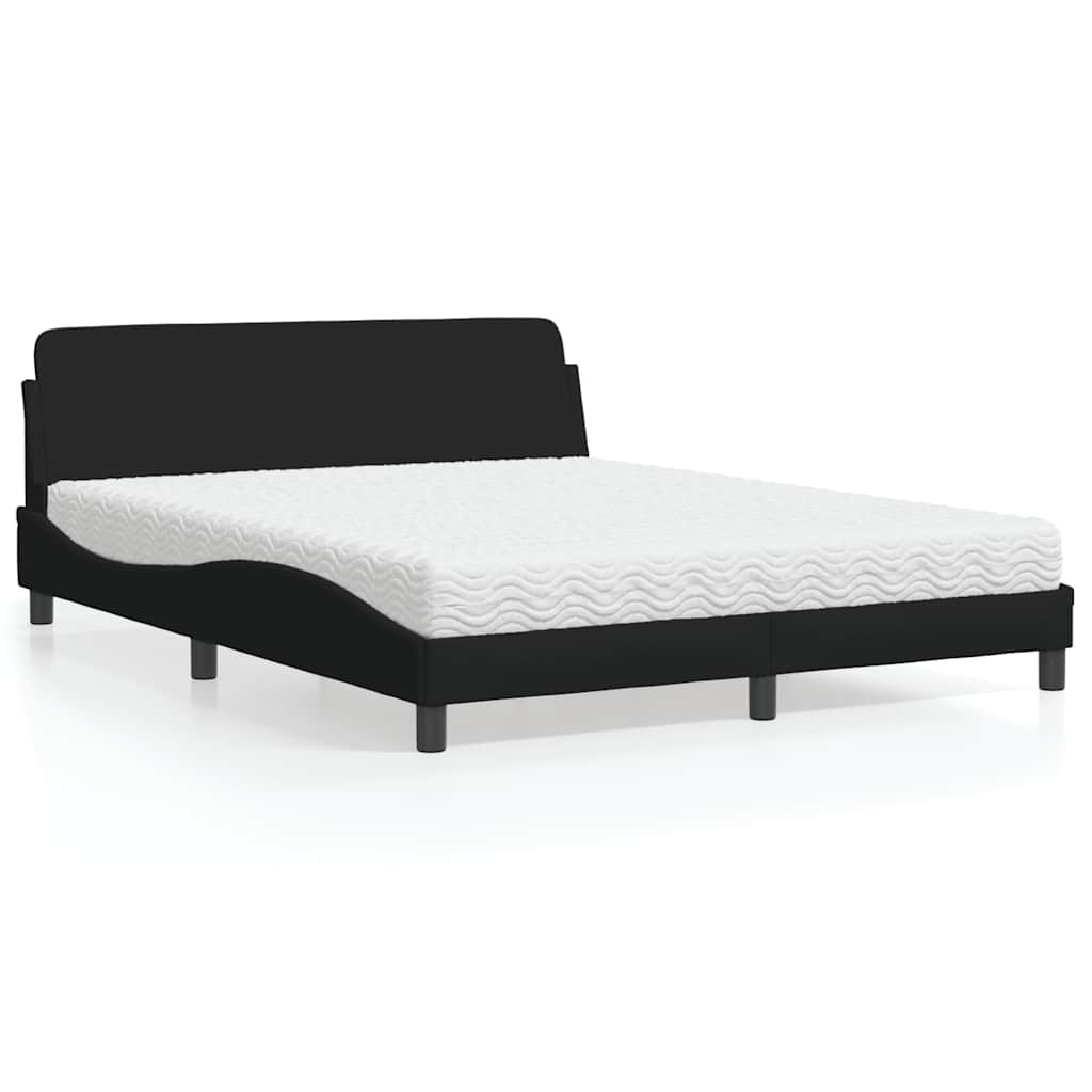 Cama com colchão dover 160x200 cm tecido preto