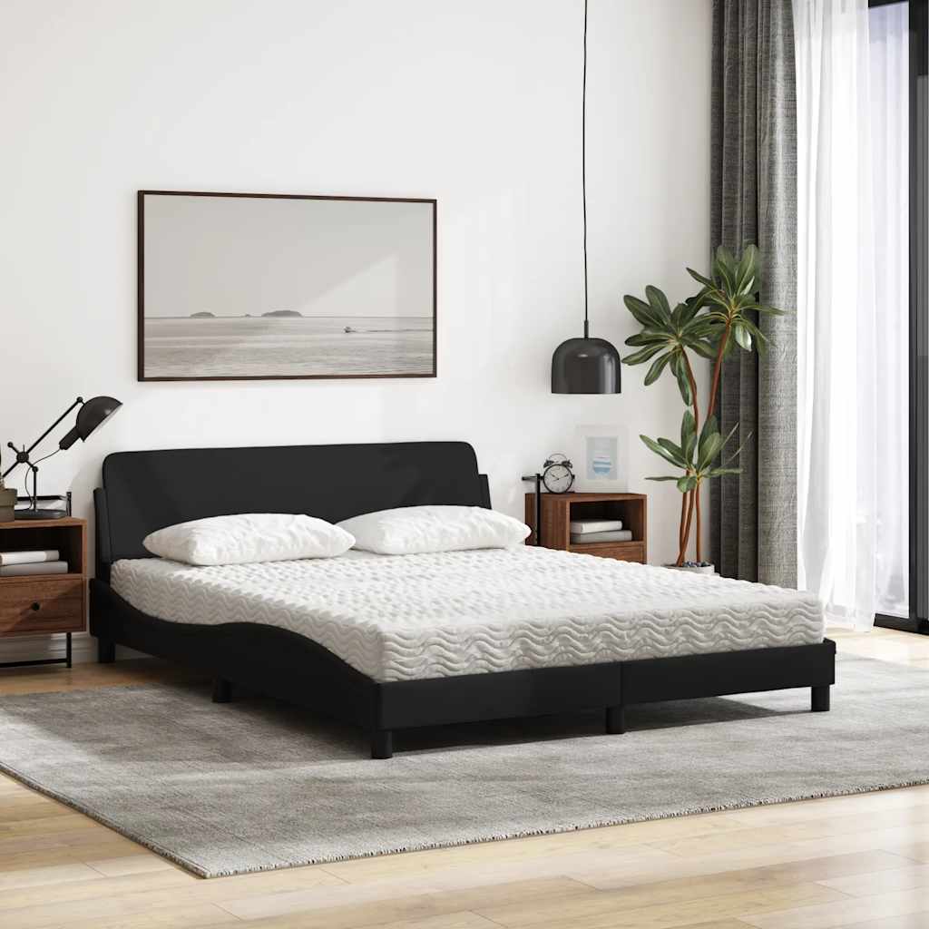 Cama com colchão dover 160x200 cm tecido preto