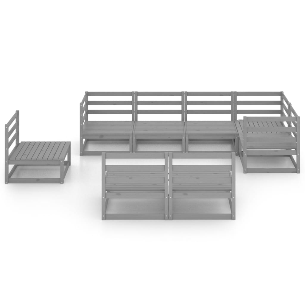 8 Pcs conjunto lounge de jardim pinho maciço cinzento