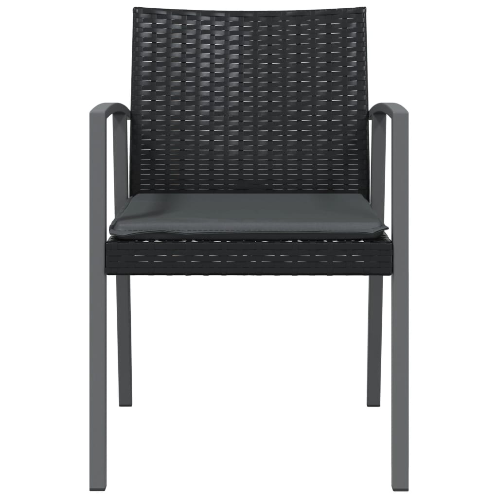Cadeiras jardim c/ almofadões 4 pcs 56,5x57x83 cm vime PE preto