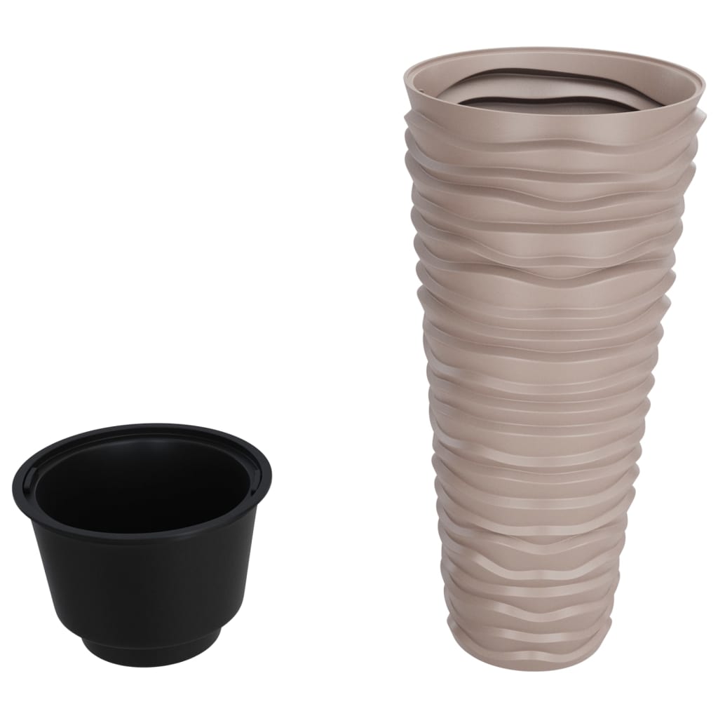 Vaso c/ interior removível 18/45 l + aspeto ranhurado moca