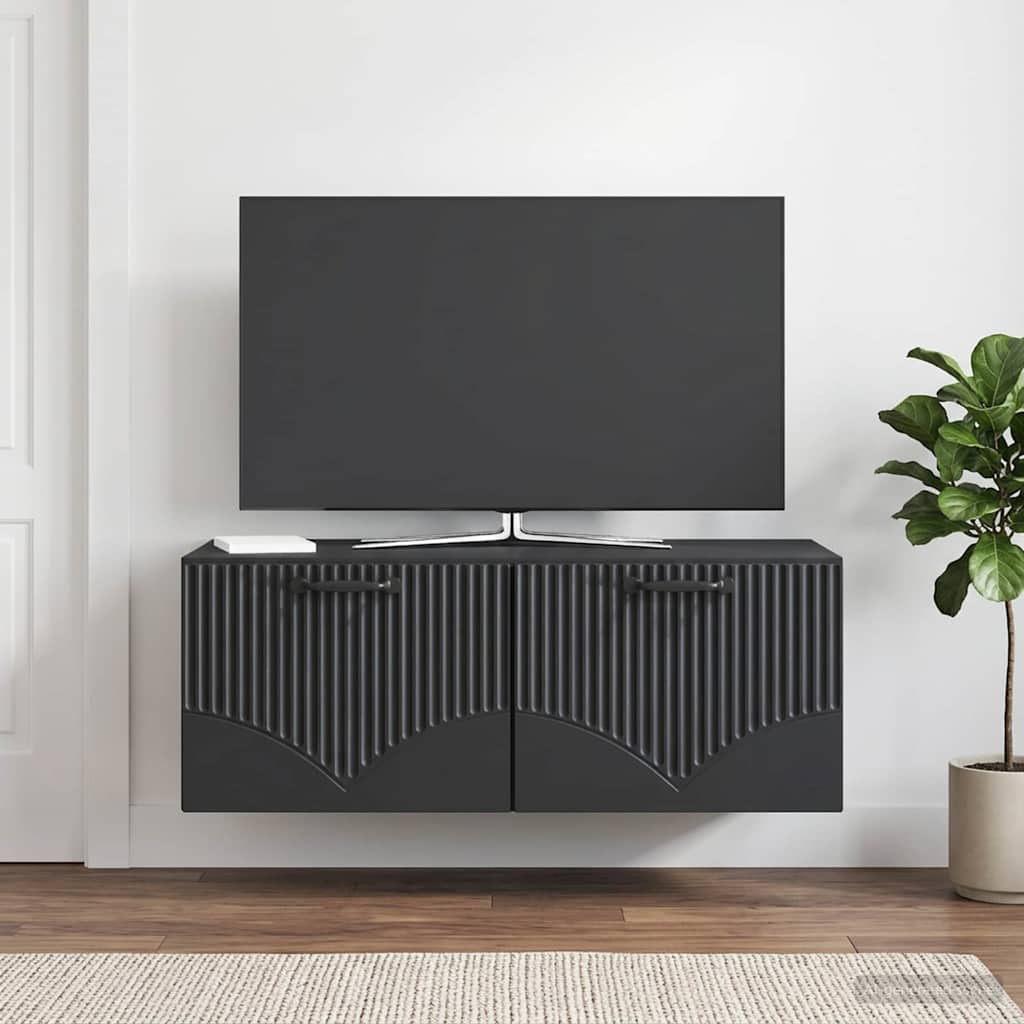 Gabinete de TV de parede preto 78,5 x 41 x 30 cm